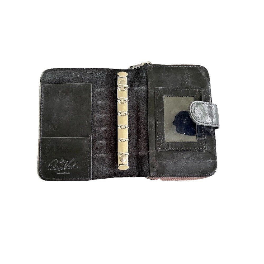 Patricia Nash Black Leather Zip-Around Organizer Wallet 6-Ring
